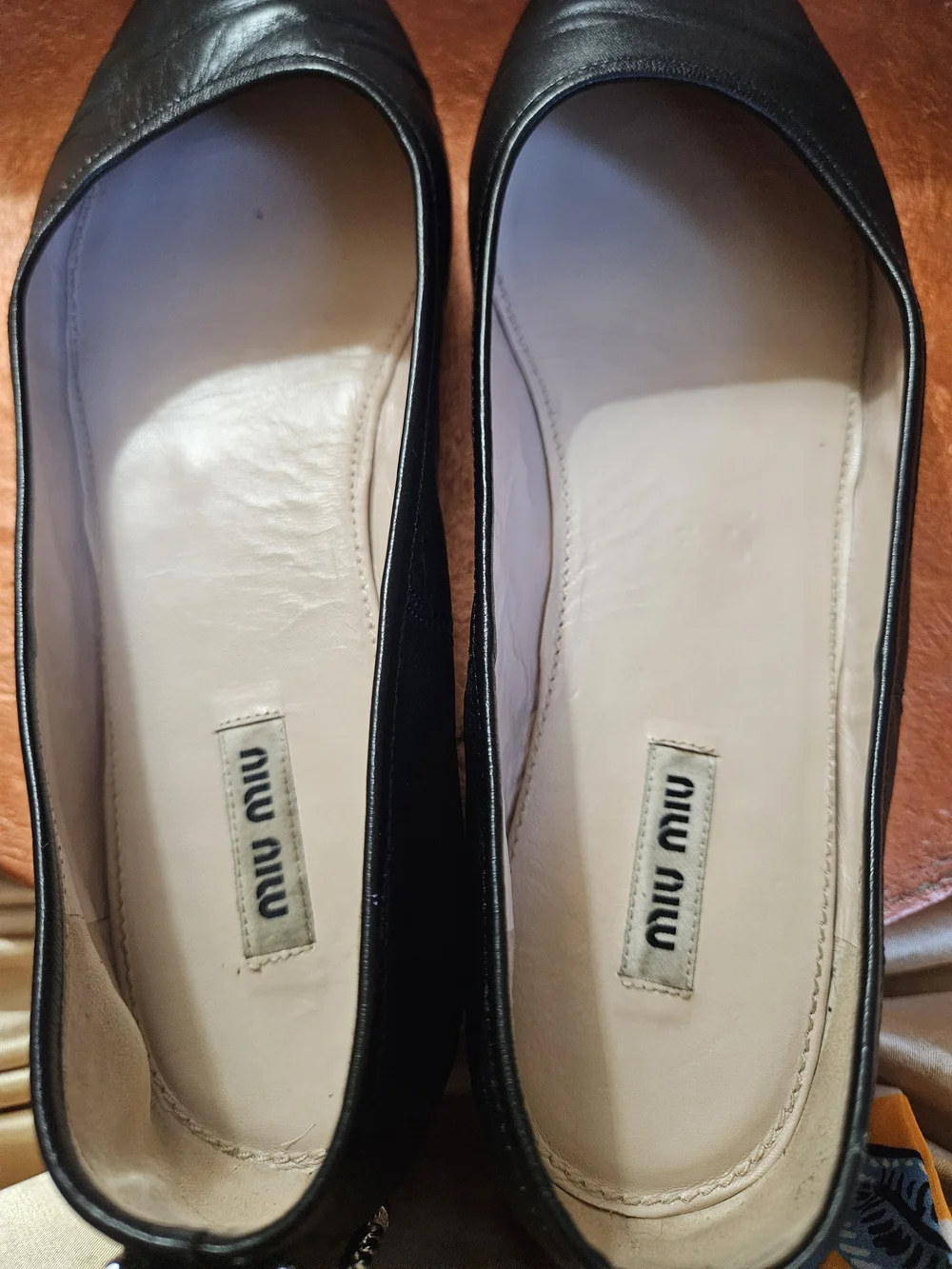 Miu Miu Black Pointed-Toe Leather Flats Size 10